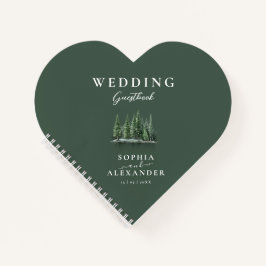 Emerald Green Heart Shape Wedding Guestbook Notitieboek