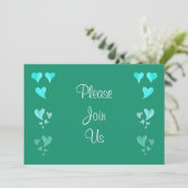 Emerald Green Hearts Wedding Invitation Kaart (Staand voorkant)