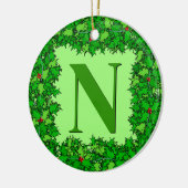 Emerald Green Holly krans gepersonaliseerd Keramisch Ornament (Links)