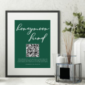 Emerald Green Honeymoon Fund Wedding QR-code Poster