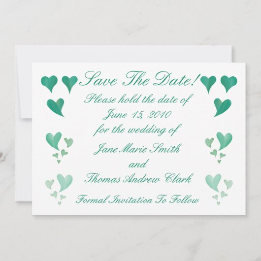 Emerald Green hoort sparen de datum Save The Date (Achterkant)
