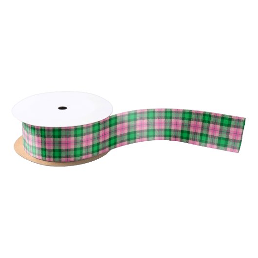 Emerald Green, Hot Pink Preppy Play Satijnen Lint (Spoel)