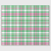 Emerald Green, Hot Pink, White Preppy Madras Pset Cadeaupapier (Vlak)