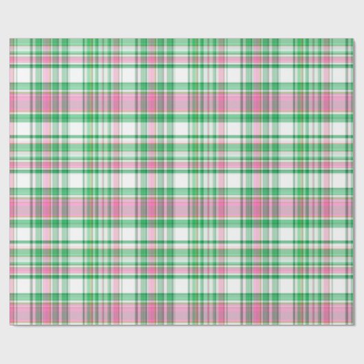 Emerald Green, Hot Pink, White Preppy Madras Pset Cadeaupapier (Vlak)