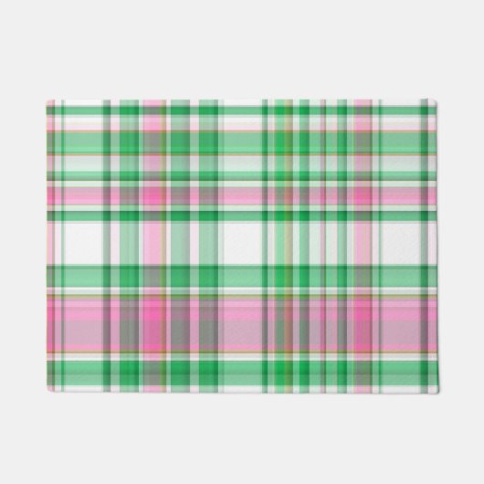 Emerald Green, Hot Pink, White Preppy Madras Pset Deurmat (Voorkant)