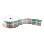 Emerald Green, Hot Pink, White Preppy Madras Pset Satijnen Lint (Spoel)