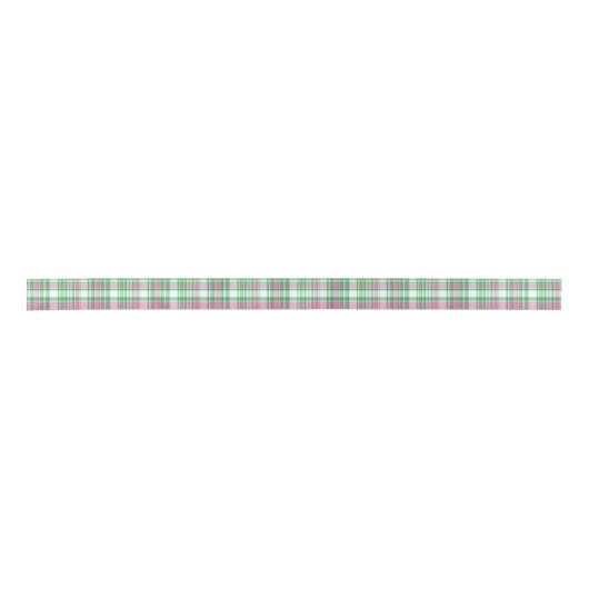 Emerald Green, Hot Pink, White Preppy Madras Pset Satijnen Lint (Voorkant)