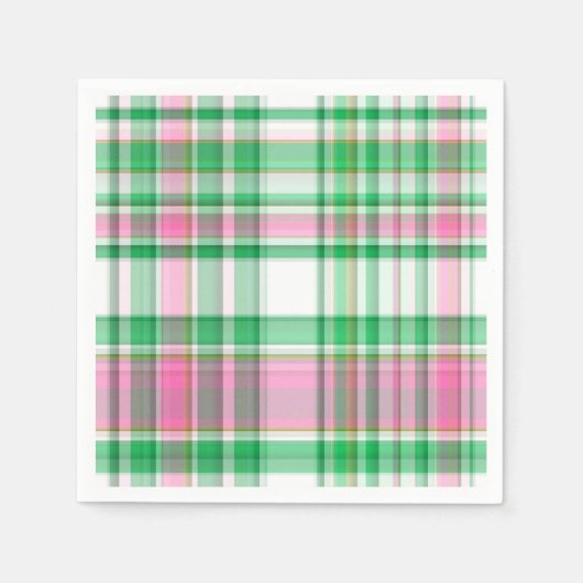 Emerald Green, Hot Pink, White Preppy Madras Pset Servet (Voorkant)