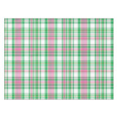 Emerald Green, Hot Pink, White Preppy Madras Pset Tafelkleed (Voorkant (Horizontaal))