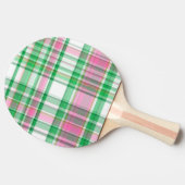 Emerald Green, Hot Pink, White Preppy Madras Pset Tafeltennisbatje (Zijkant)