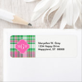 Emerald Green Hot Pink Wht Preppy Madras Monogram Etiket (Insitu)