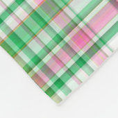 Emerald Green Hot Pink Wht Preppy Madras Monogram Fleece Deken (Hoek)