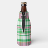 Emerald Green Hot Pink Wht Preppy Madras Monogram Flesjeskoeler (Fles Achterkant)