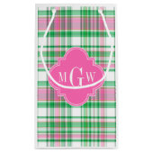 Emerald Green Hot Pink Wht Preppy Madras Monogram Klein Cadeauzakje (Achterkant)