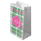 Emerald Green Hot Pink Wht Preppy Madras Monogram Klein Cadeauzakje (Voorkant Gekanteld)