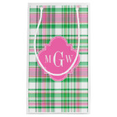 Emerald Green Hot Pink Wht Preppy Madras Monogram Klein Cadeauzakje (Voorkant)