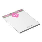 Emerald Green Hot Pink Wht Preppy Madras Monogram Notitieblok (Schuin)