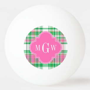 Emerald Green Hot Pink Wht Preppy Madras Monogram Pingpongbal