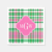 Emerald Green Hot Pink Wht Preppy Madras Monogram Servetten (Voorkant)