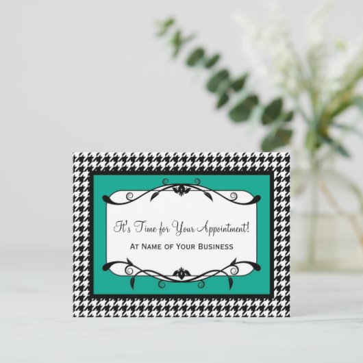 Emerald Green Houndstooth Appointherinnering Briefkaart (Staand voorkant)