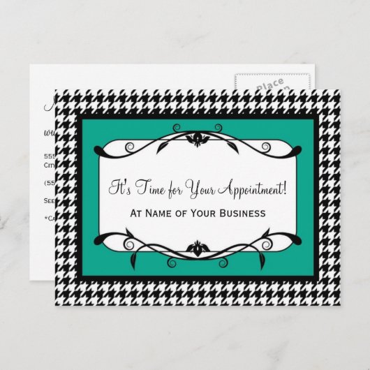 Emerald Green Houndstooth Appointherinnering Briefkaart (Voorkant / Achterkant)