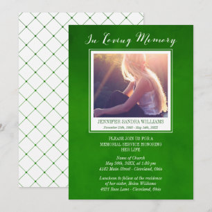 Emerald Green in Loving Memory Photo Memorial Kaart