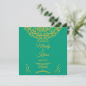 Emerald Green Indian Jewel Tone Wedding Invitation Kaart (Staand voorkant)