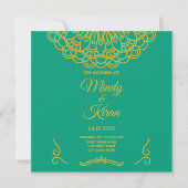 Emerald Green Indian Jewel Tone Wedding Invitation Kaart (Voorkant)