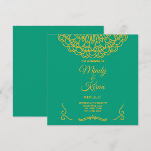 Emerald Green Indian Jewel Tone Wedding Invitation Kaart