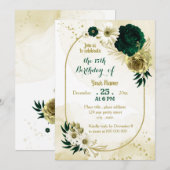 Emerald green iory goud geometrische verjaardagsfe kaart (Voorkant / Achterkant)