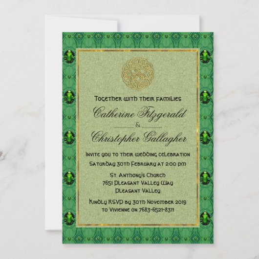 Emerald Green Irish Wedding Kaart (Voorkant)