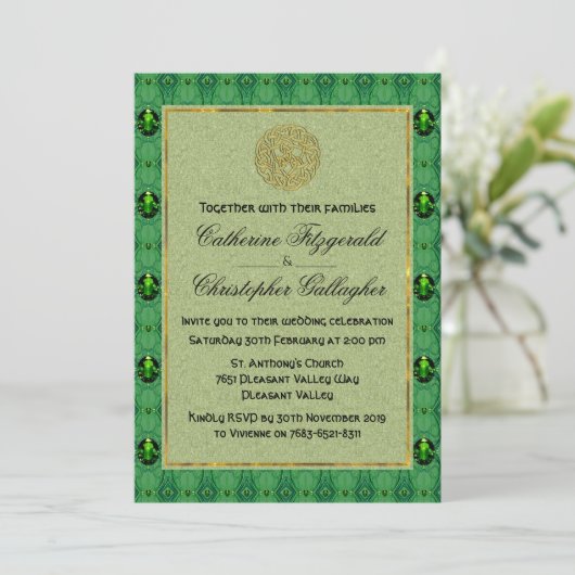 Emerald Green Irish Wedding Kaart (Staand voorkant)