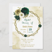 Emerald green ivory gold wreated vrijgezellenfeest kaart (Voorkant)
