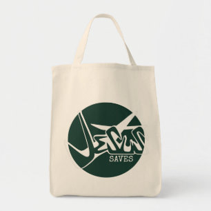 Emerald Green Jesus bewaart Graffiti Tote Bag
