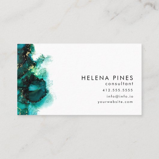 Emerald Green Jewel Modern Abstract Ink Business C Visitekaartje (Achterkant)