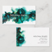 Emerald Green Jewel Modern Abstract Ink Business C Visitekaartje (Voorkant / Achterkant)