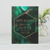 Emerald Green Jewel Tone Save the Date Kaart (Staand voorkant)