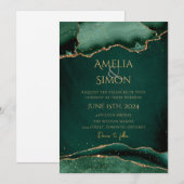 Emerald Green Jewel Tone-uitnodiging Kaart (Voorkant / Achterkant)