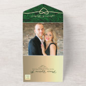 Emerald Green Jewel Tone Wedding All In One Uitnodiging (Buitenkant)