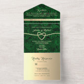 Emerald Green Jewel Tone Wedding All In One Uitnodiging (Binnen)