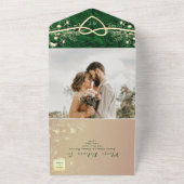 Emerald Green Jewel Tone Wedding All In One Uitnodiging (Buitenkant)