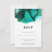 Emerald Green Jewel Tone Wedding RSVP (Voorkant)