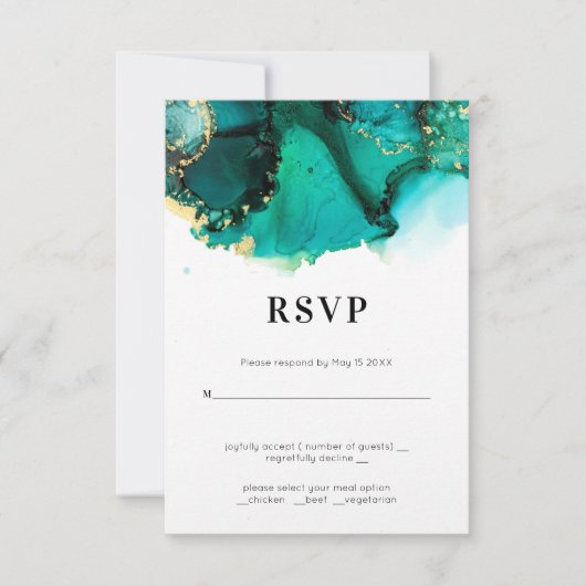 Emerald Green Jewel Tone Wedding RSVP (Voorkant)