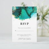 Emerald Green Jewel Tone Wedding RSVP (Staand voorkant)