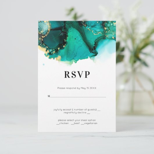 Emerald Green Jewel Tone Wedding RSVP