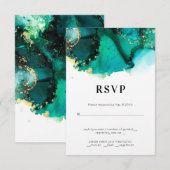 Emerald Green Jewel Tone Wedding RSVP (Voorkant / Achterkant)