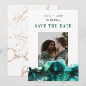 Emerald Green Jewel Tone Wedding Save the Date (Voorkant / Achterkant)
