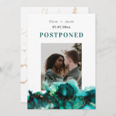 Emerald Green Jewel Tone Wedding uitgesteld Save The Date (Voorkant / Achterkant)