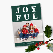 Emerald Green Joyful Modern FotoKerstmis Feestdagenkaart