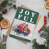 Emerald Green Joyful Modern FotoKerstmis Feestdagenkaart